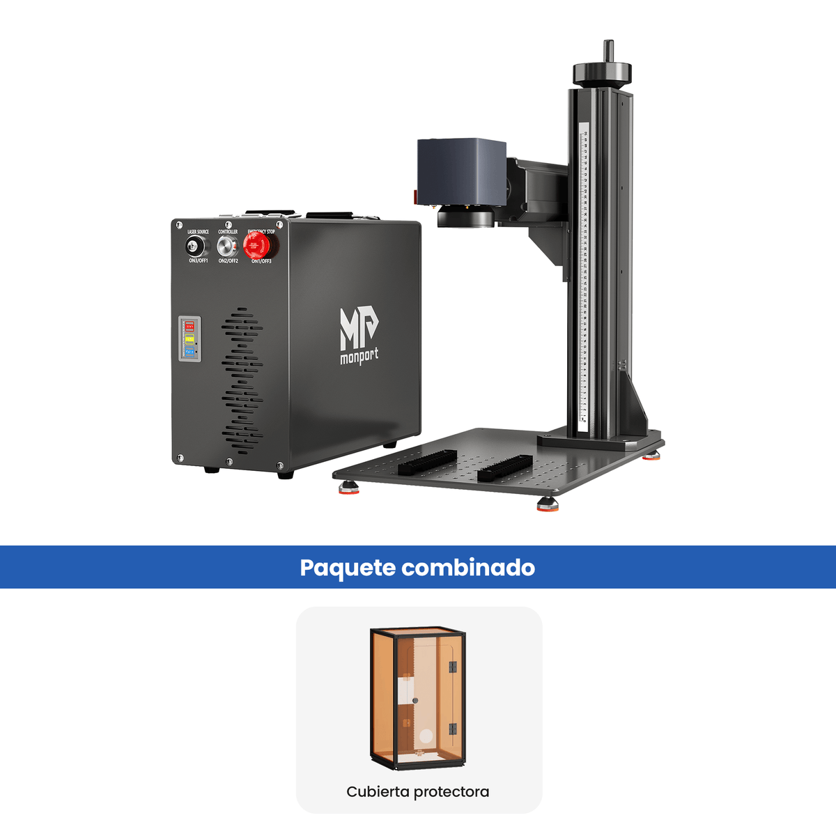 Monport GT 30W Láser de fibra MOPA separado: máquina de grabado y marcaje de colores con enfoque automático — dispositivo alemán