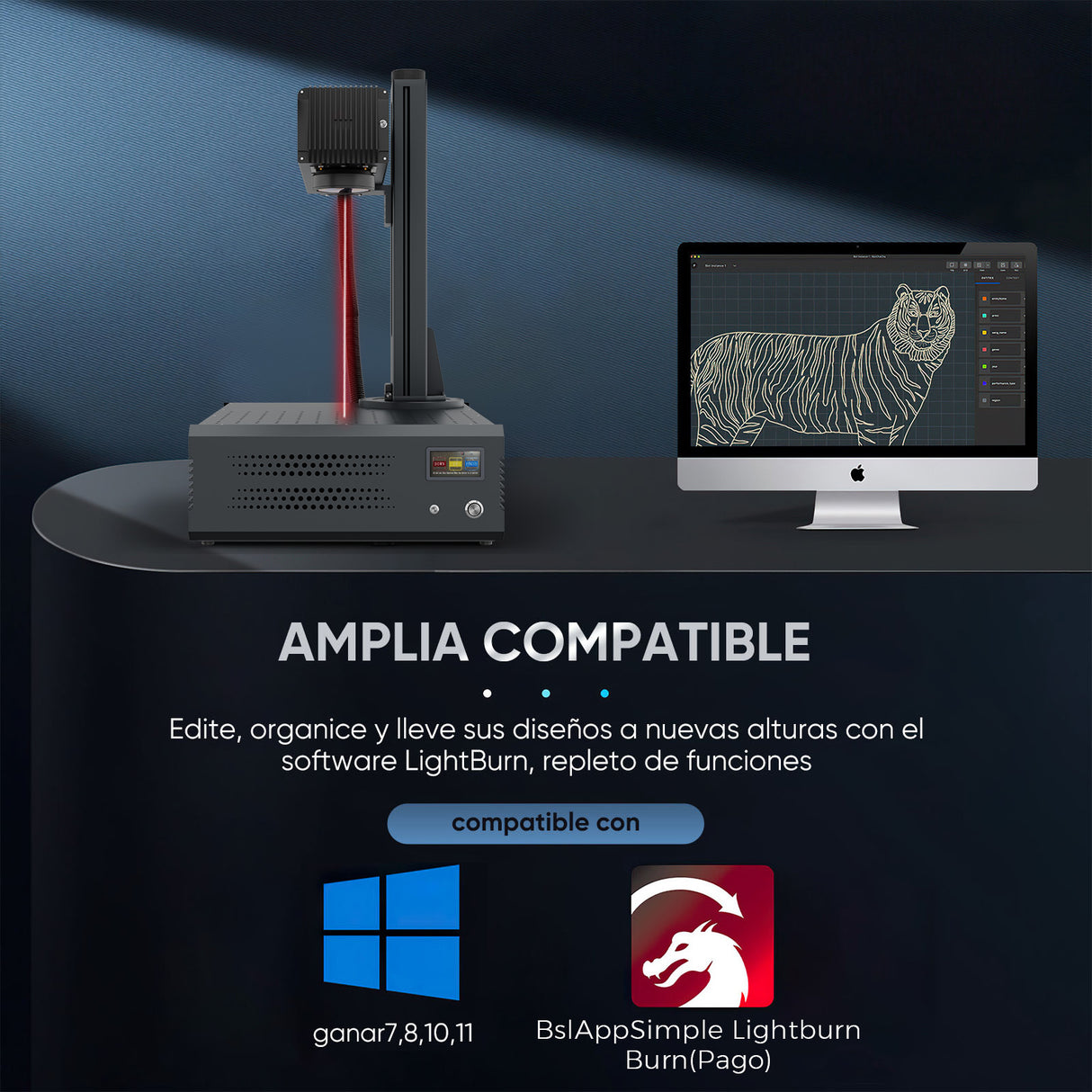 Grabador y marcador láser de fibra MOPA integrado Monport GA mejorado de 60W con enfoque automático