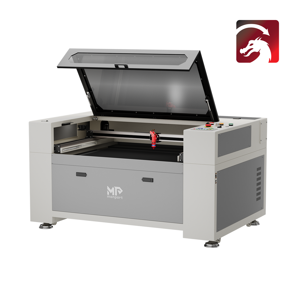 Máquina cortadora y grabadora láser CO2 Monport 100W (500x700mm) con enfoque automático y soporte