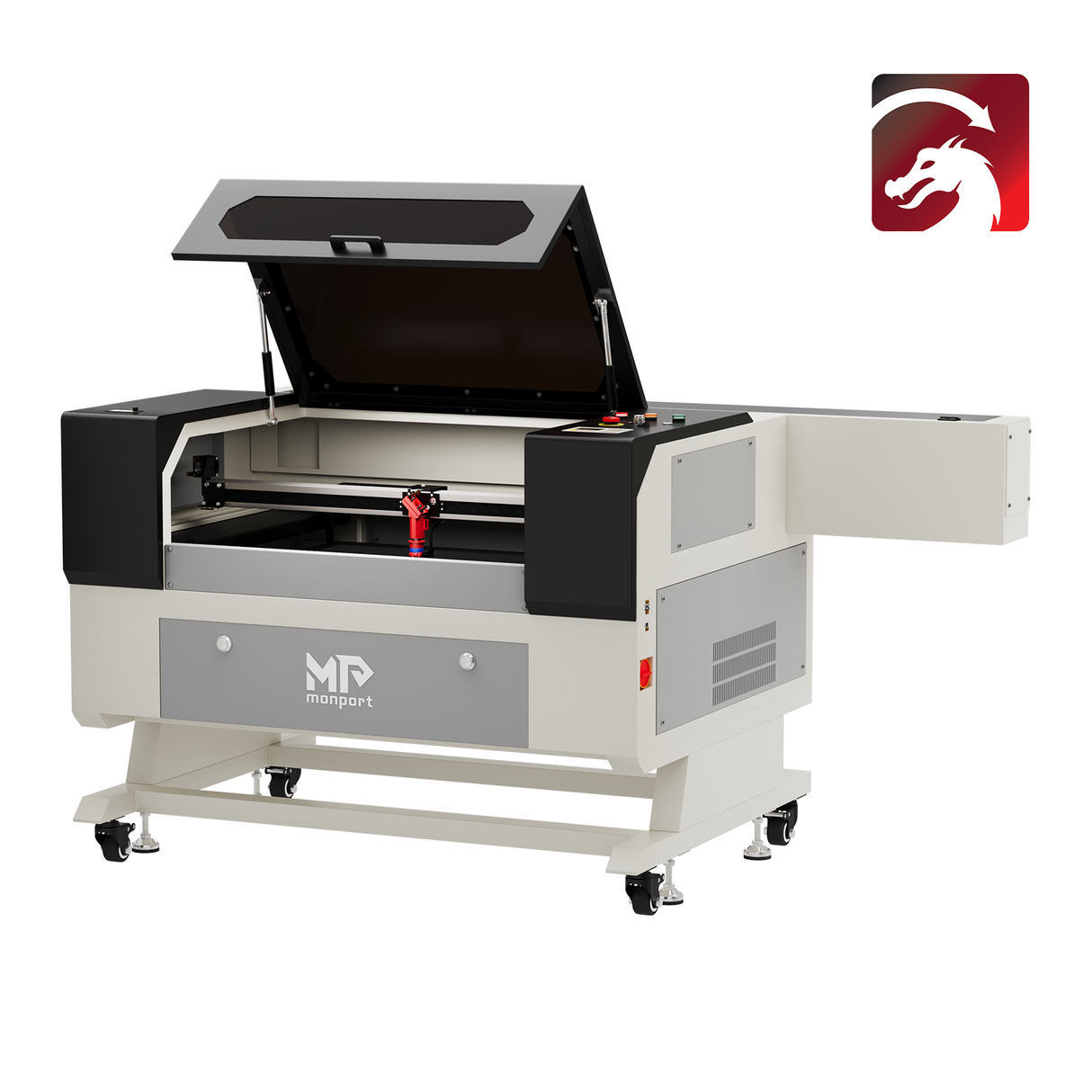 Máquina cortadora y grabadora láser CO2 Monport 100W (500x700mm) con enfoque automático y soporte
