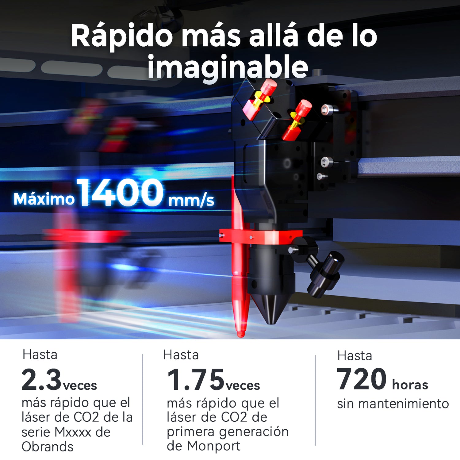 Máquina de grabado y corte láser CO2 de 100W versión mejorada Monport Effi 10S con función de enfoque automático y enfriador de agua incorporado
