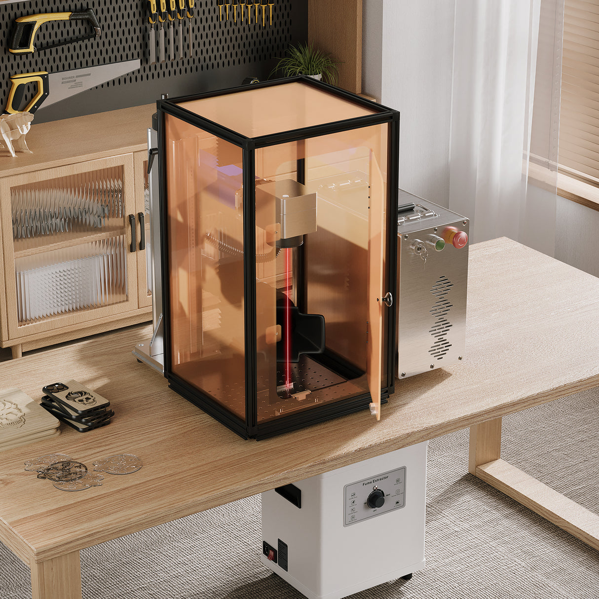 Monport caja de grabado láser para láseres de fibra GQ y GPro (con interruptor de protección de la puerta)