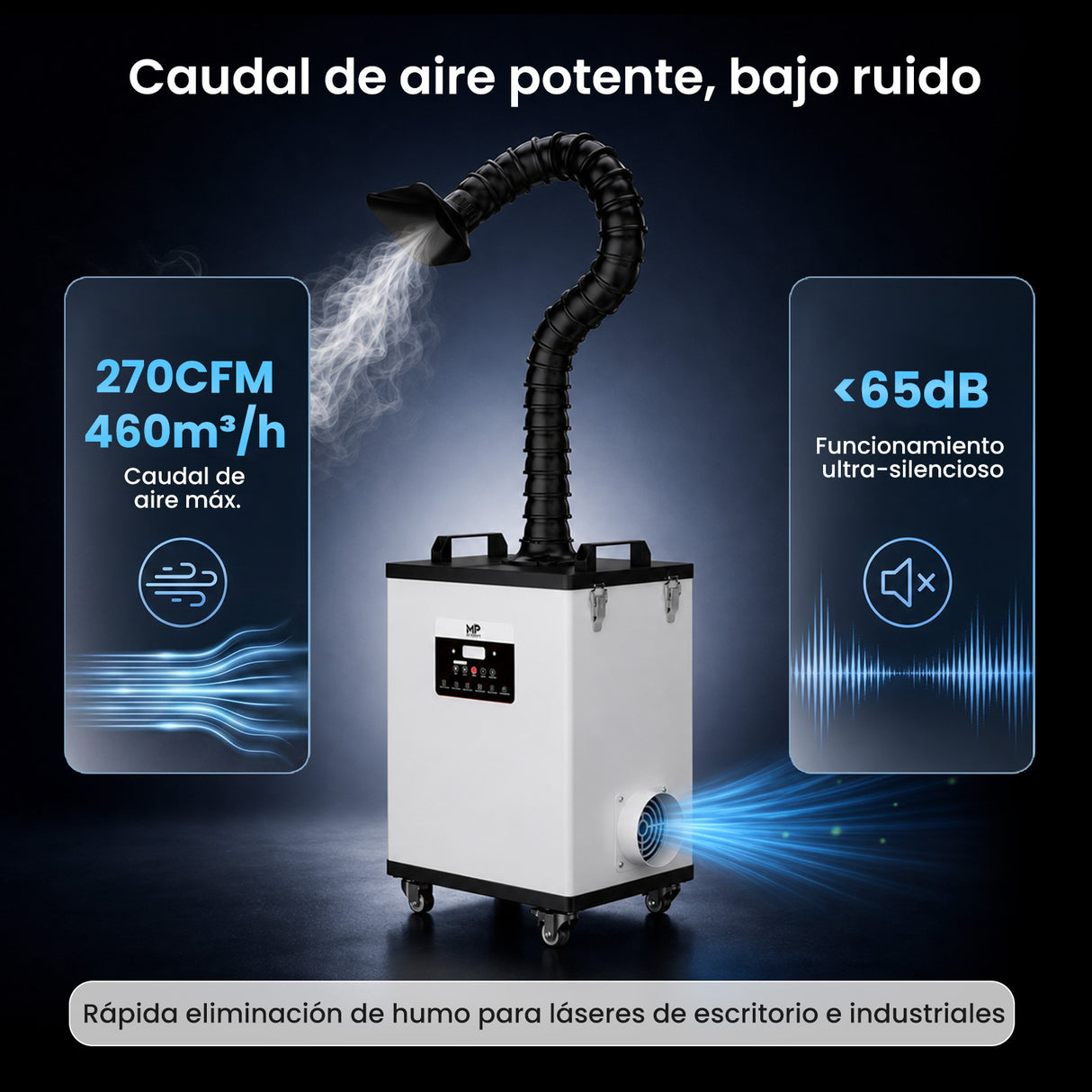 Monport 400W Sistema de extracción de humo láser con sistema de filtración de 8 etapas – Para máquinas de grabado y corte láser CO₂