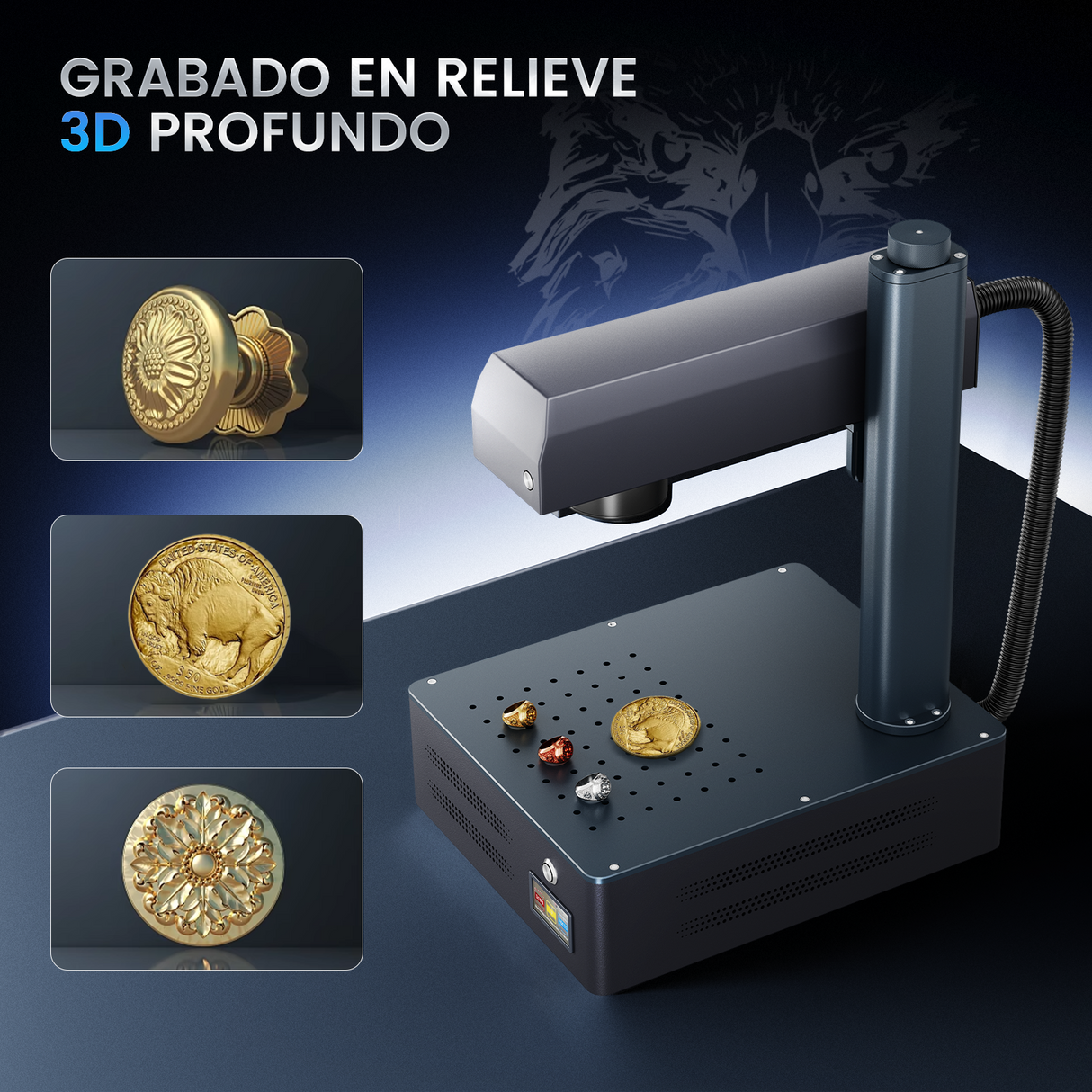 Máquina de marcado y grabado láser de fibra integrado Monport GM 30W Pro con enfoque automático