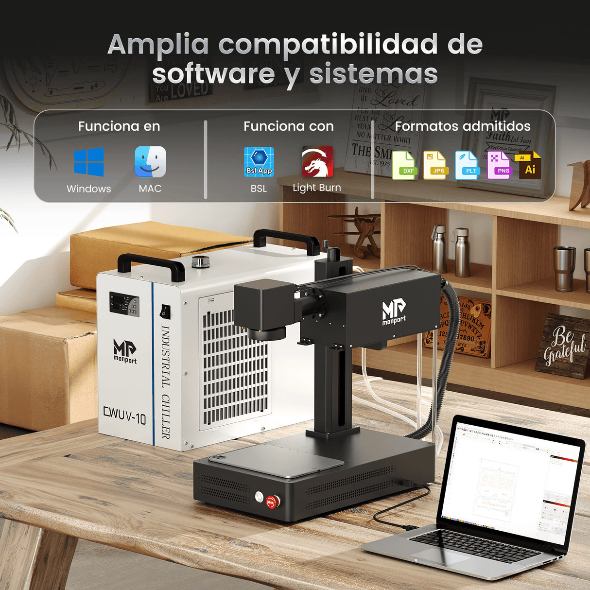Monport 10W Grabador y Marcador Láser UV