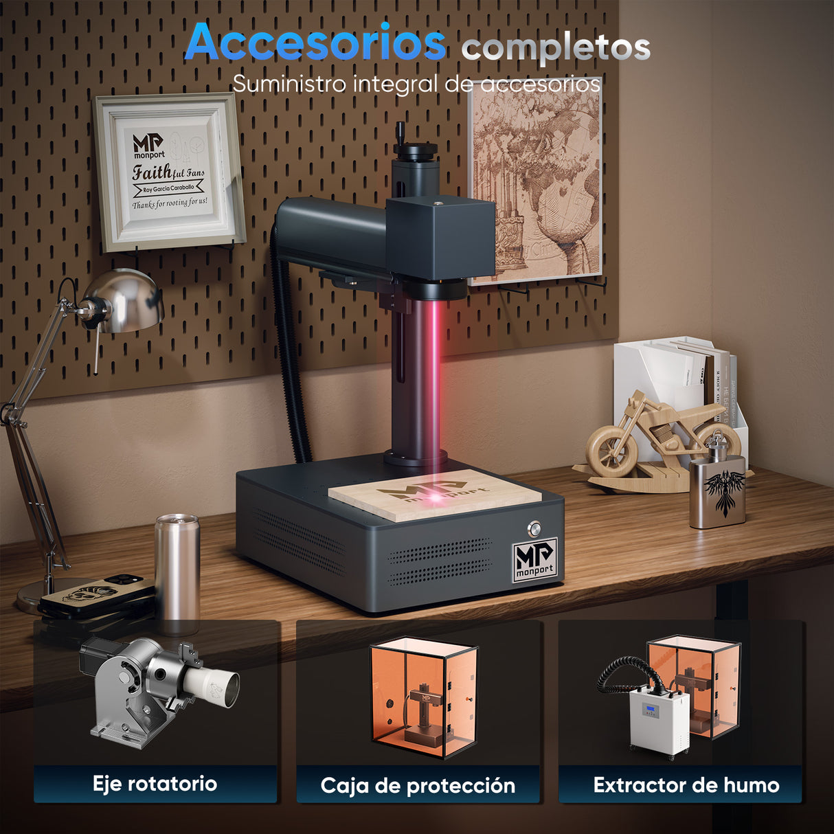 Monport GM 50W Máquina de grabado y marcado láser de fibra integrada