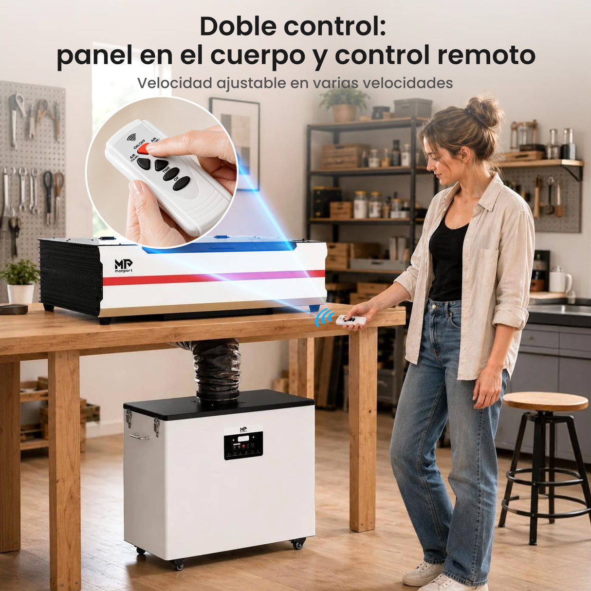 Monport 800W Sistema de extracción de humo láser con sistema de filtración de 6 etapas – Para máquinas de grabado y corte láser CO₂ de 130W y 150W