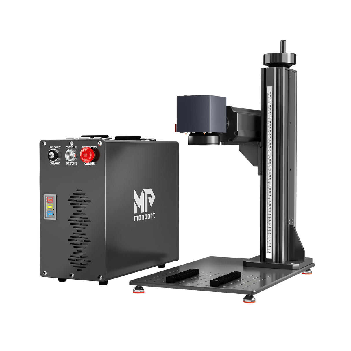 Monport GT 30W Láser de fibra MOPA separado: máquina de grabado y marcaje de colores con enfoque automático — dispositivo alemán
