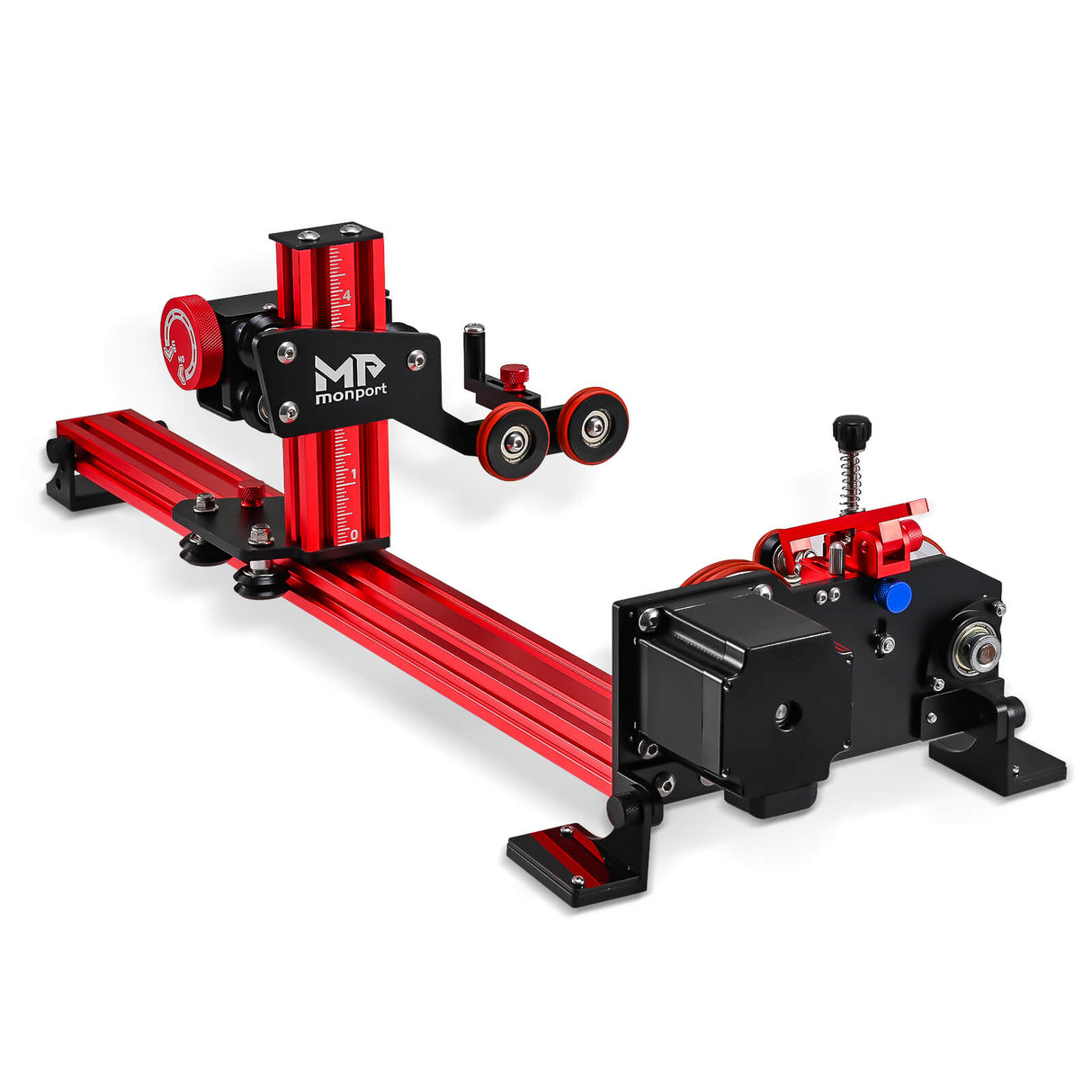Monport 4 ruedas eje de elevación 360 rotación 60W ~ 150W máquina de grabado láser CO2