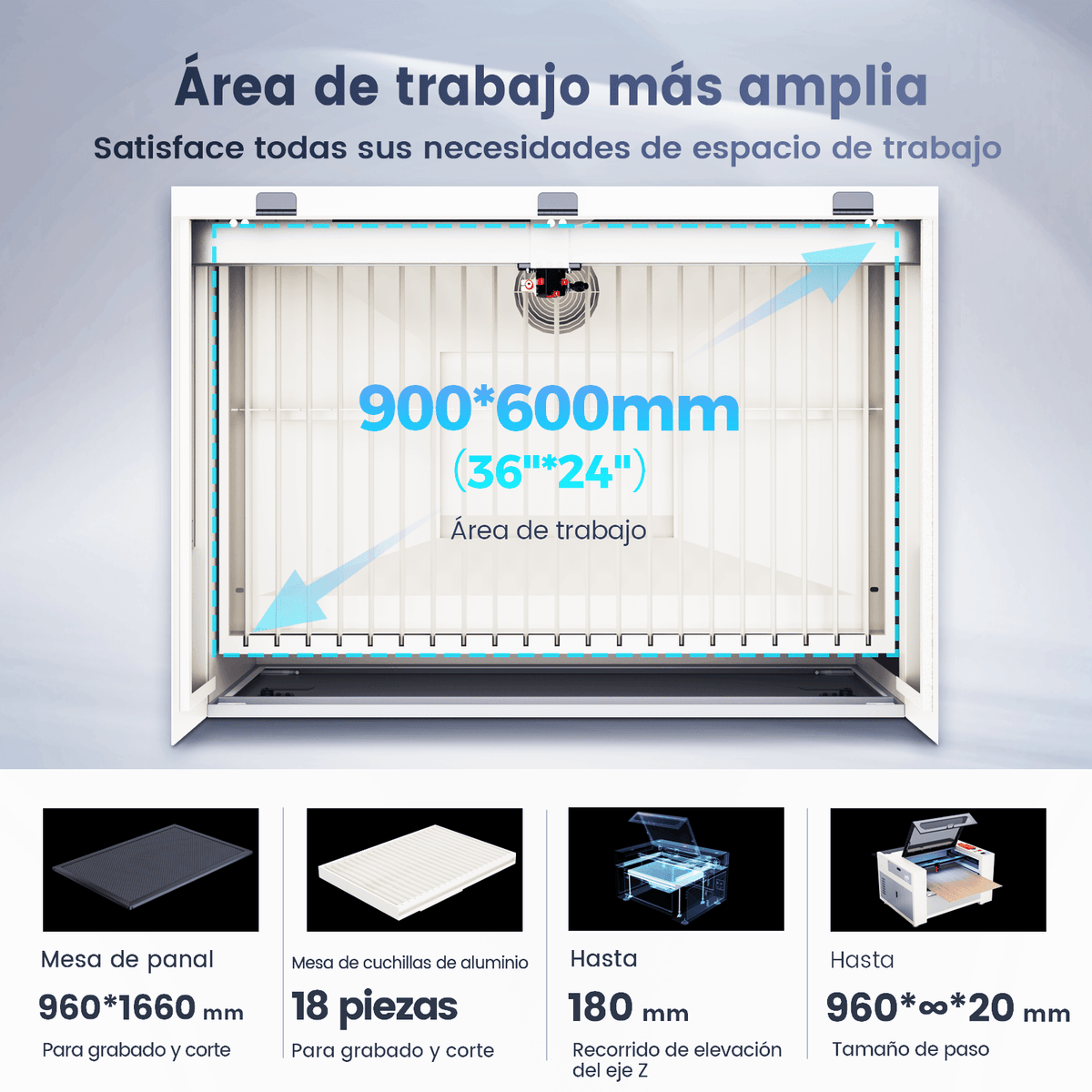Monport Effi9S Actualizada Grabadora y Cortadora Láser CO₂ de 90W (914 × 610 mm) con Autofoco y Refrigerador de Agua Integrado 4,9 (18 reseñas)
