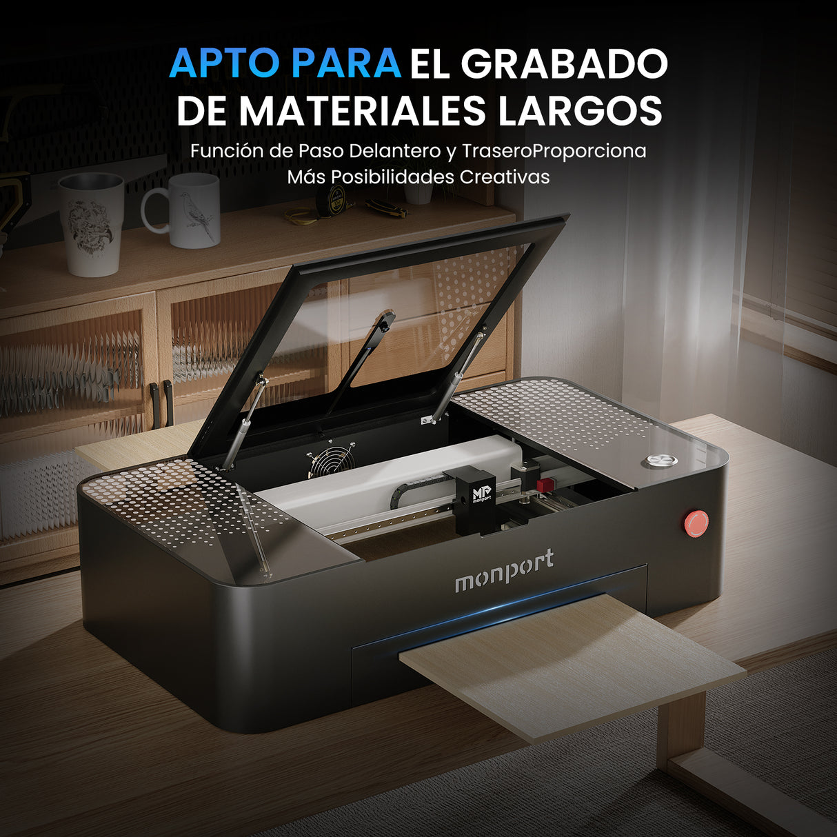Grabador láser CO2 de sobremesa MONPORT ONYX 55W con enfoque automático