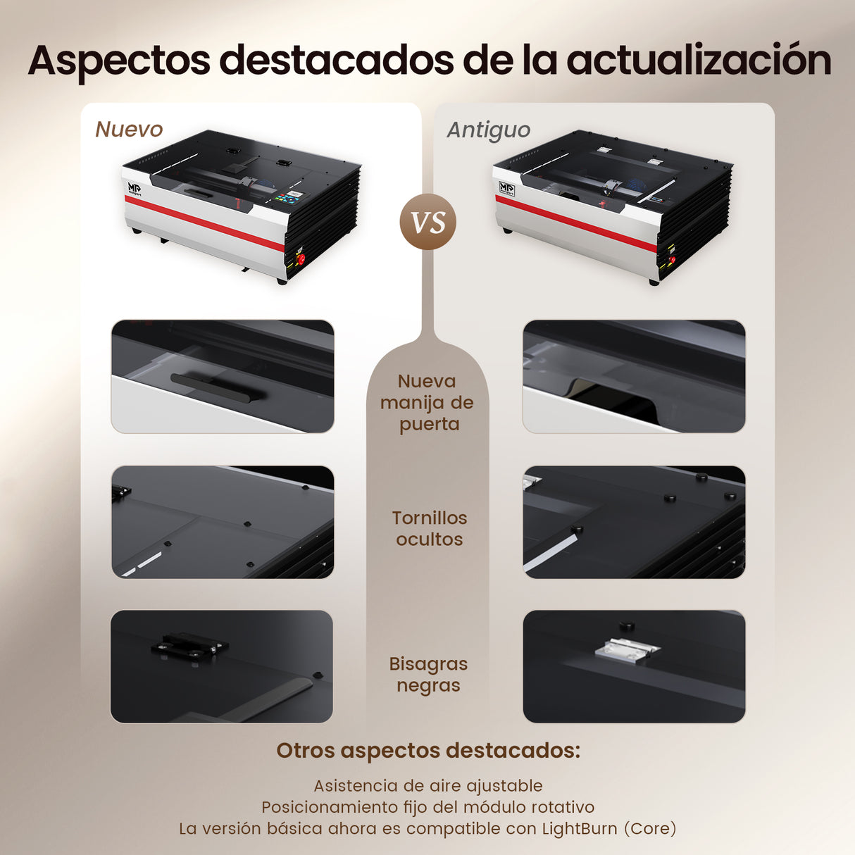 Monport Reno45 Pro Vision 45W Grabadora y Cortadora Láser CO2 de Escritorio (16" X 12") con Cámara HD de 8MP y Enfoque Automático Asistido por Imán