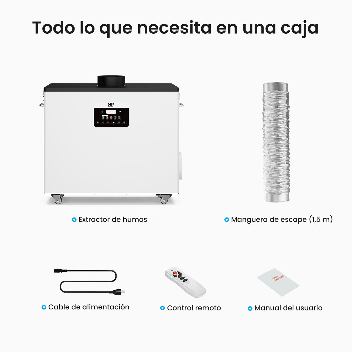 Monport 800W Sistema de extracción de humo láser con sistema de filtración de 6 etapas – Para máquinas de grabado y corte láser CO₂ de 130W y 150W