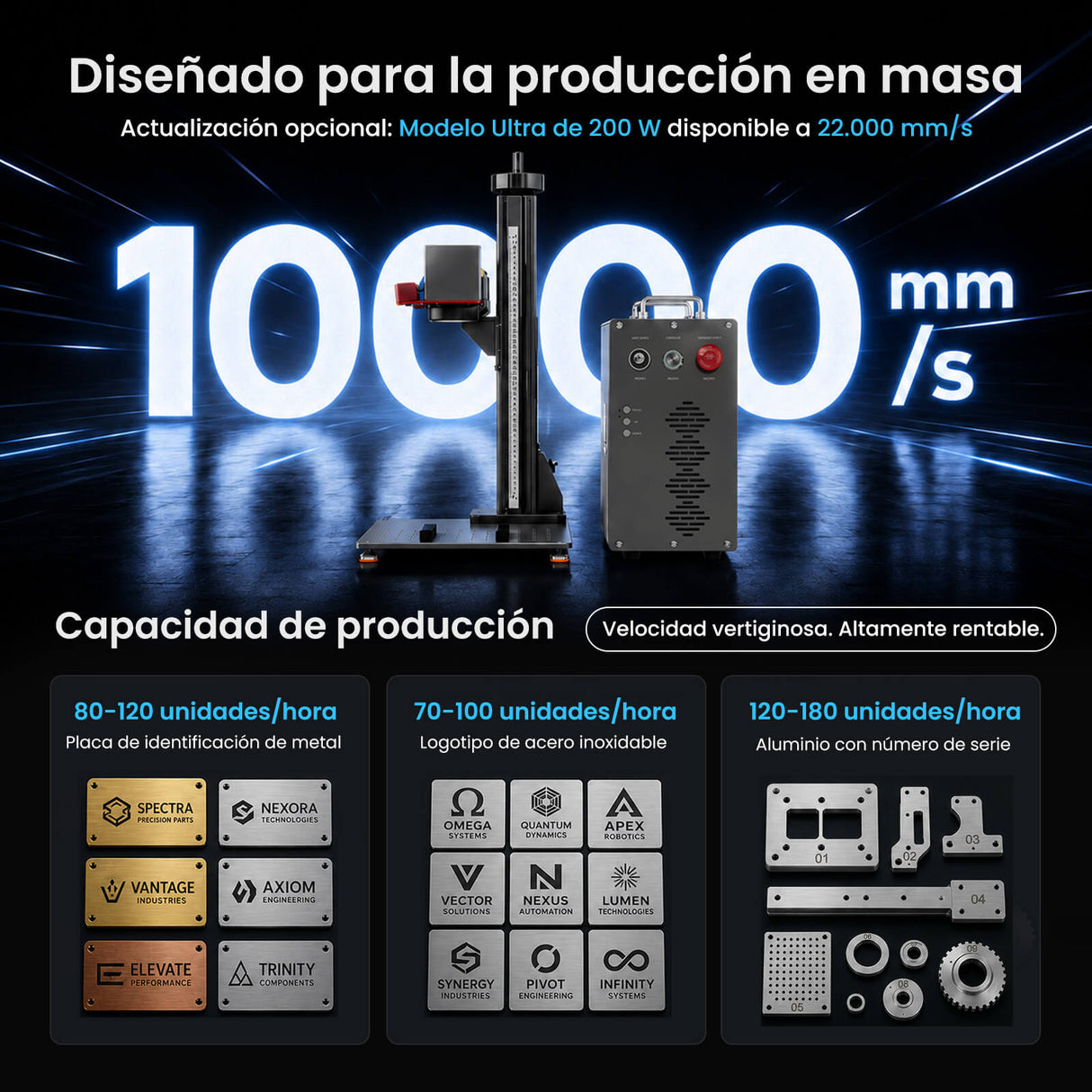 Monport GPro 60W MOPA Vision Máquina Láser de Fibra – Con Sistema de Visión para Posicionamiento Automático, Grabado de Metal de Alta Precisión y Marcado Láser
