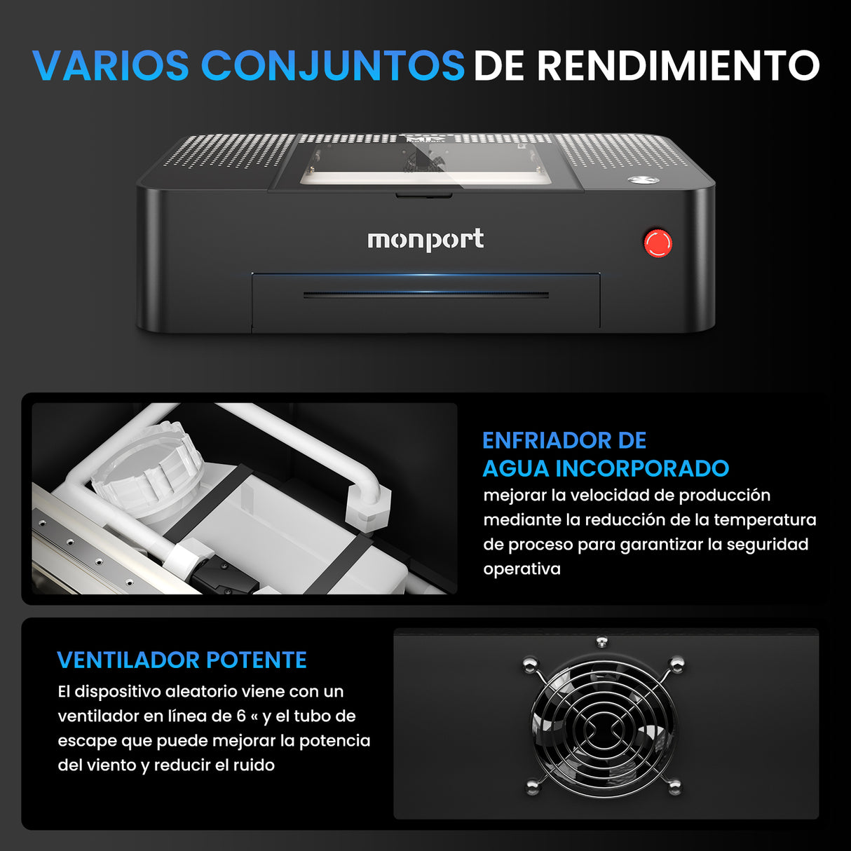 Grabador láser CO2 de sobremesa MONPORT ONYX 55W con enfoque automático