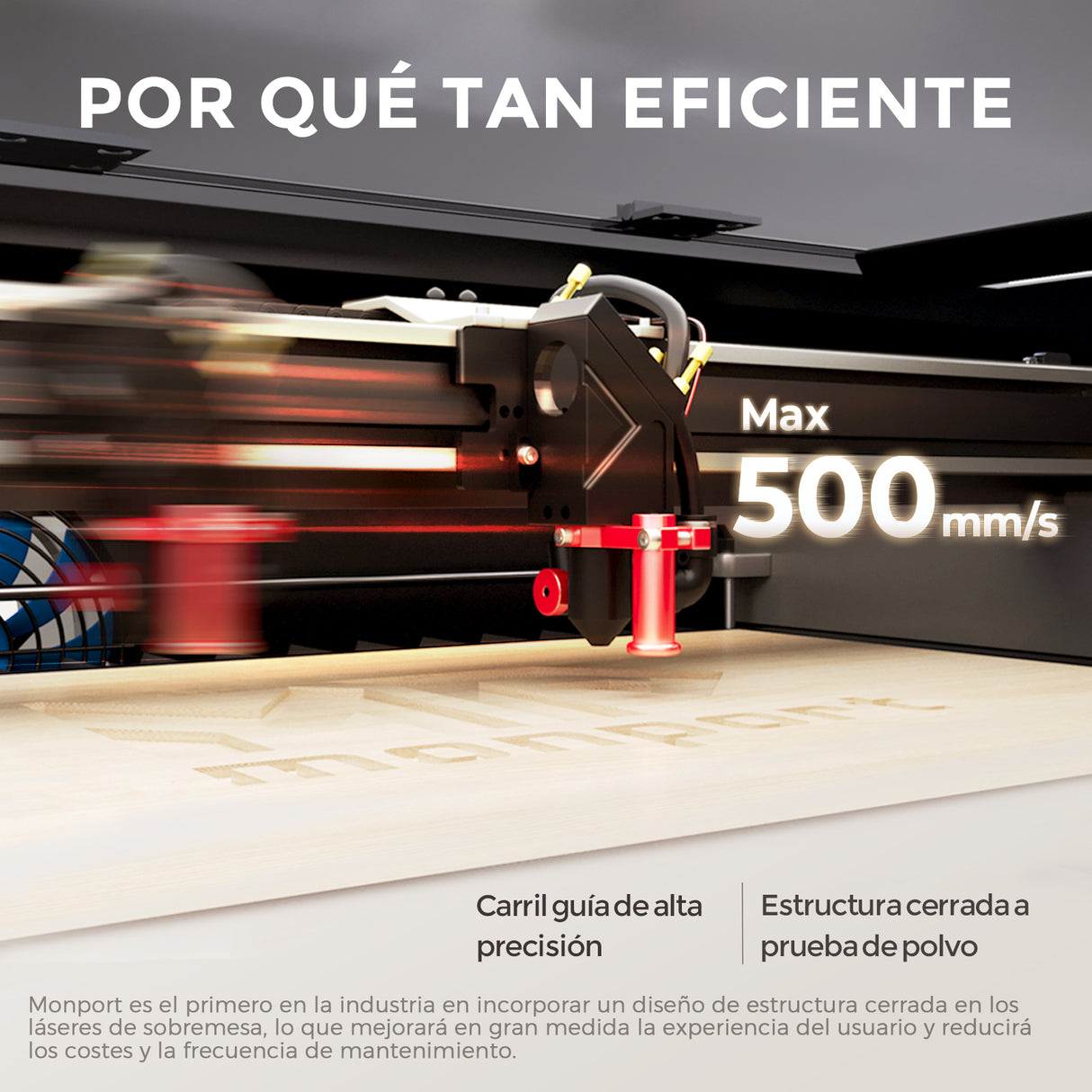 Monport Reno65 de 65W Grabadora y cortadora láser de CO2 de sobremesa (24" X 16") con nuevo Semi-Autofocus