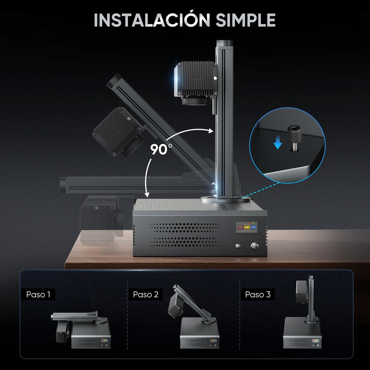 Grabador y marcador láser de fibra MOPA integrado de 100W mejorado Monport GA con enfoque automático