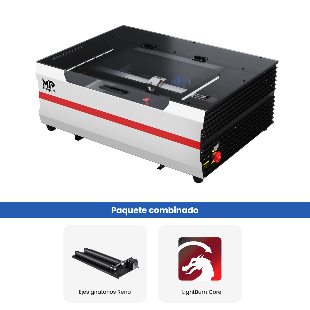 Monport Reno45 de 45W Grabador y cortador láser de CO2 de escritorio (16" x 12") con enfoque semiautomático completamente nuevo