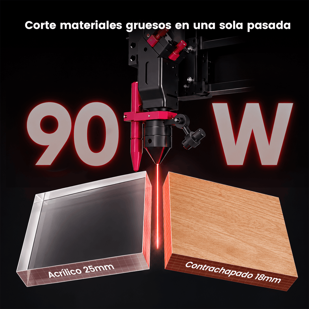 Monport Effi9S Actualizada Grabadora y Cortadora Láser CO₂ de 90W (914 × 610 mm) con Autofoco y Refrigerador de Agua Integrado 4,9 (18 reseñas)