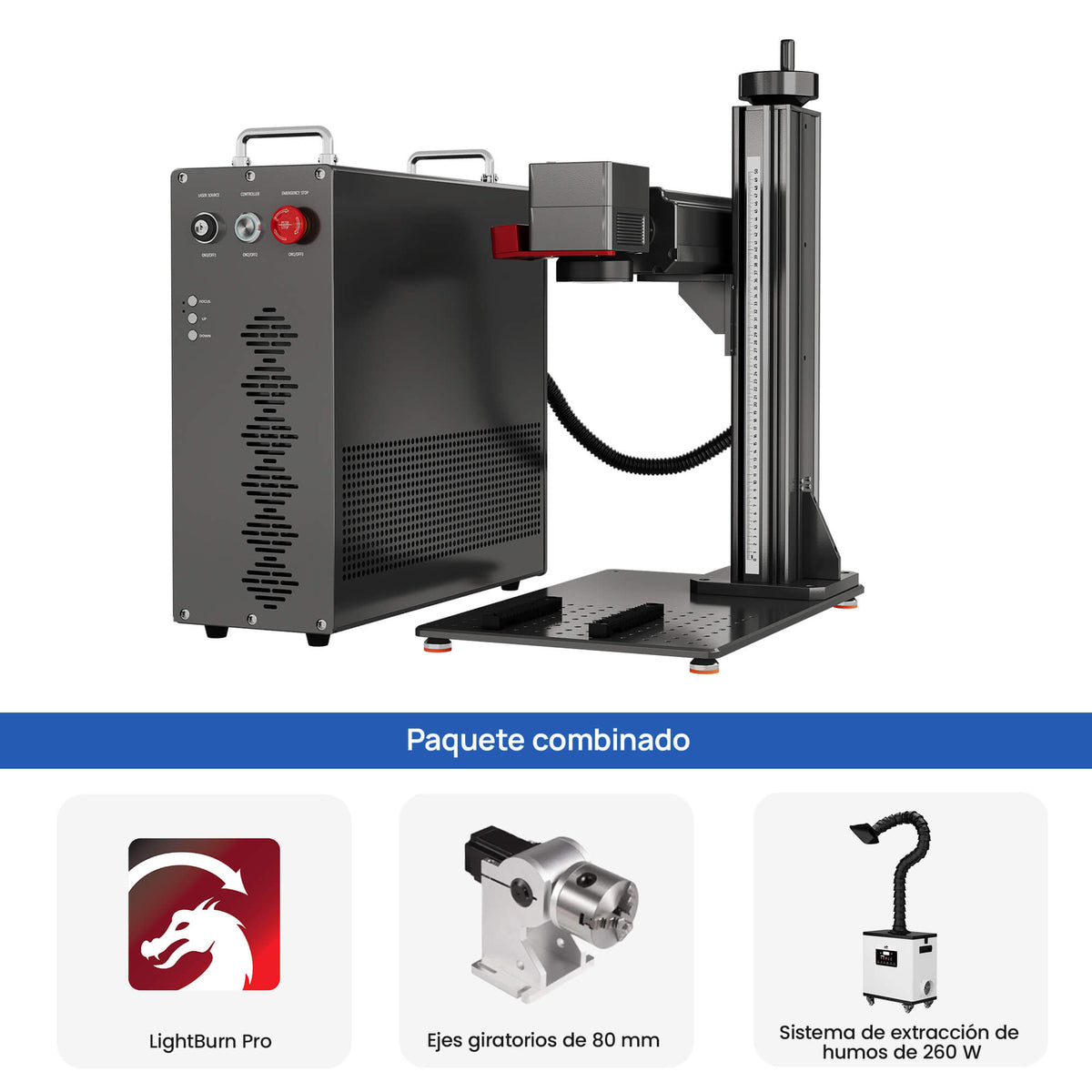 Monport GPro 200W MOPA Vision Máquina Láser de Fibra – Con Sistema de Visión para Posicionamiento Automático, Grabado de Metal de Alta Precisión y Marcado Láser