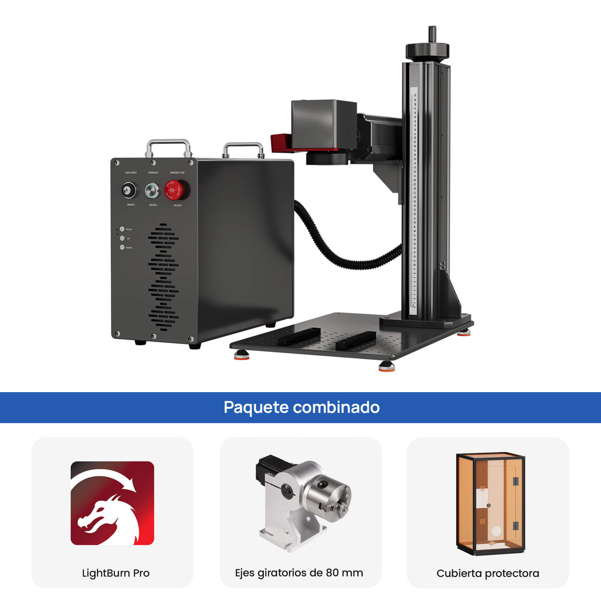 Monport GPro 60W MOPA Vision Máquina Láser de Fibra – Con Sistema de Visión para Posicionamiento Automático, Grabado de Metal de Alta Precisión y Marcado Láser