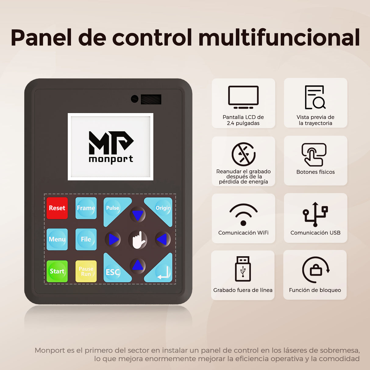 Monport Reno45 Pro de 45W Grabador y cortador láser de CO2 de escritorio (16" x 12") con enfoque semiautomático completamente nuevo