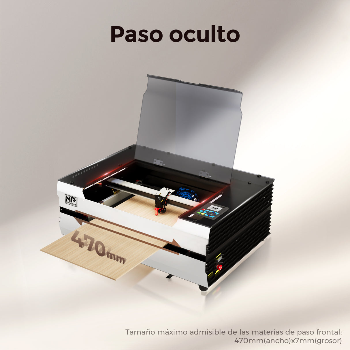 Monport Reno45 Pro de 45W Grabador y cortador láser de CO2 de escritorio (16" x 12") con enfoque semiautomático completamente nuevo