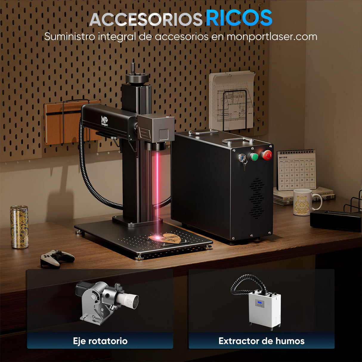 Grabador y marcador laser de fibra Monport 30W (175 x 175 mm) GPro MOPA con enfoque manual