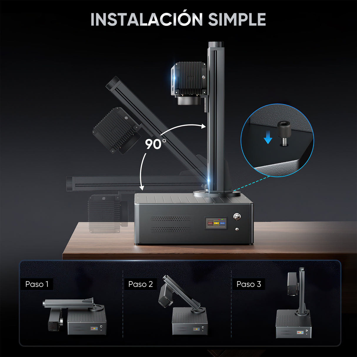 Grabador y marcador láser de fibra integrado Monport GA mejorado de 20W con enfoque automático