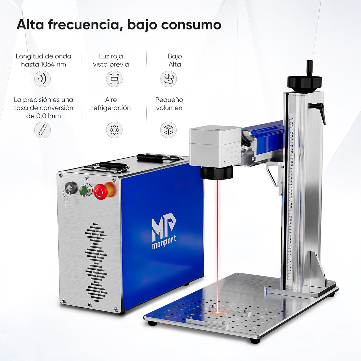 Grabador láser de fibra Monport de 50W (7.9"x7.9") y máquina de marcado