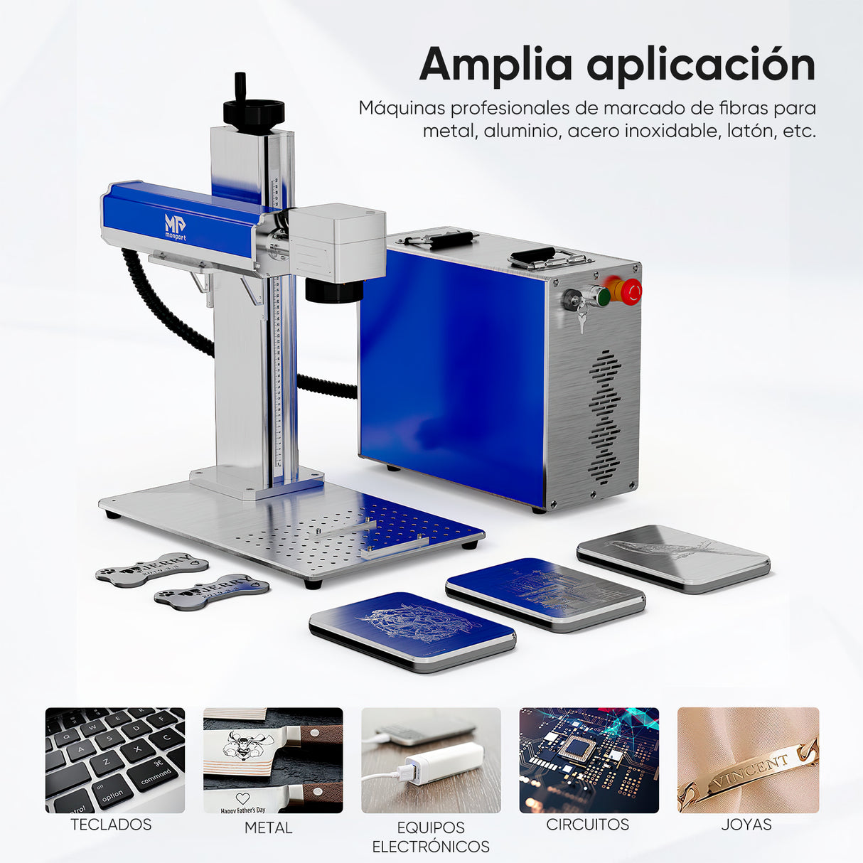 Grabador láser de fibra Monport de 50W (7.9"x7.9") y máquina de marcado