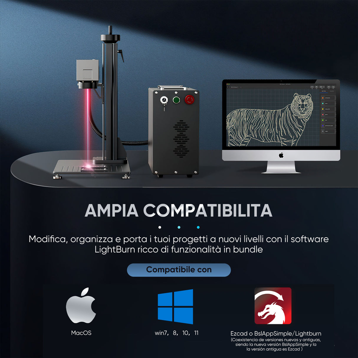 Grabador y marcador laser de fibra Monport 30W (175 x 175 mm) GPro MOPA con enfoque manual