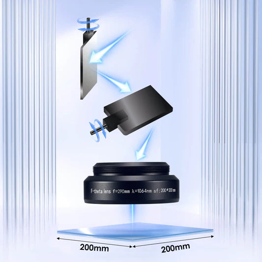 Monport F-Theta M52 Grabado láser de fibra 200 mm x 200 mm Lente de repuesto