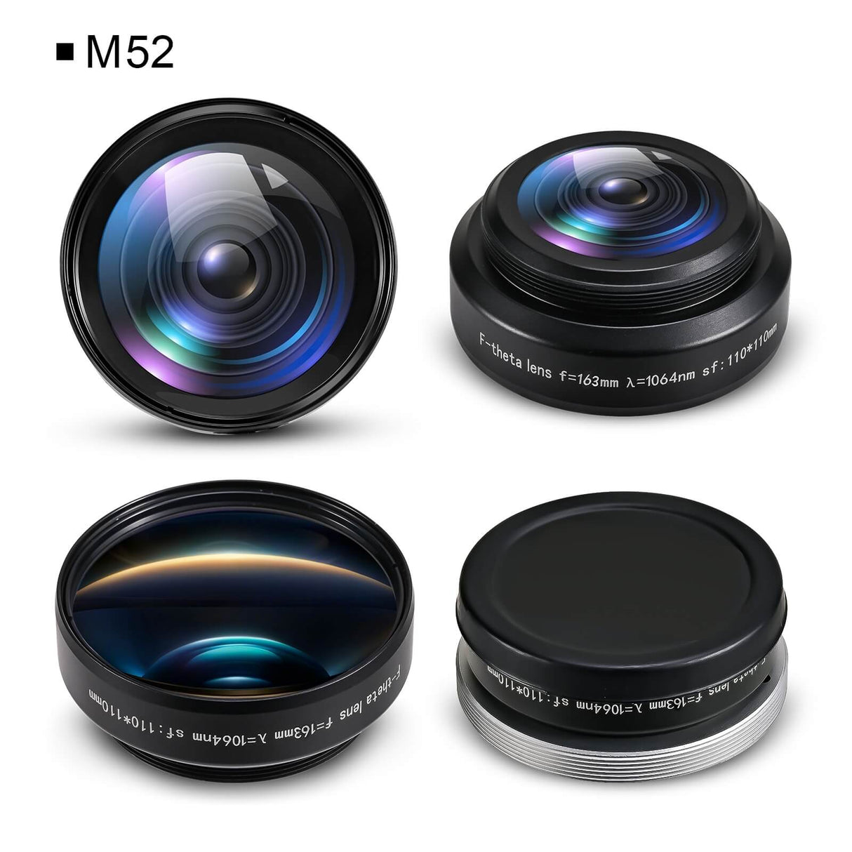 Lente de escaneo óptico alternativo Monport f-theta M52 110mm * 110mm para grabado láser de fibra