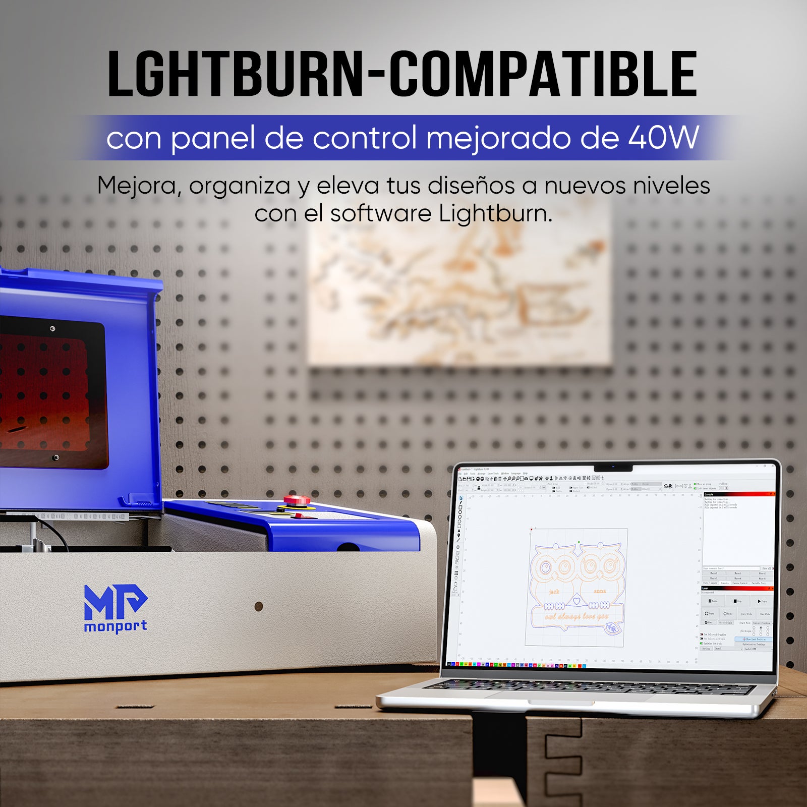 Monport Grabador y cortador láser de CO2 40W Pro Lightburn (12