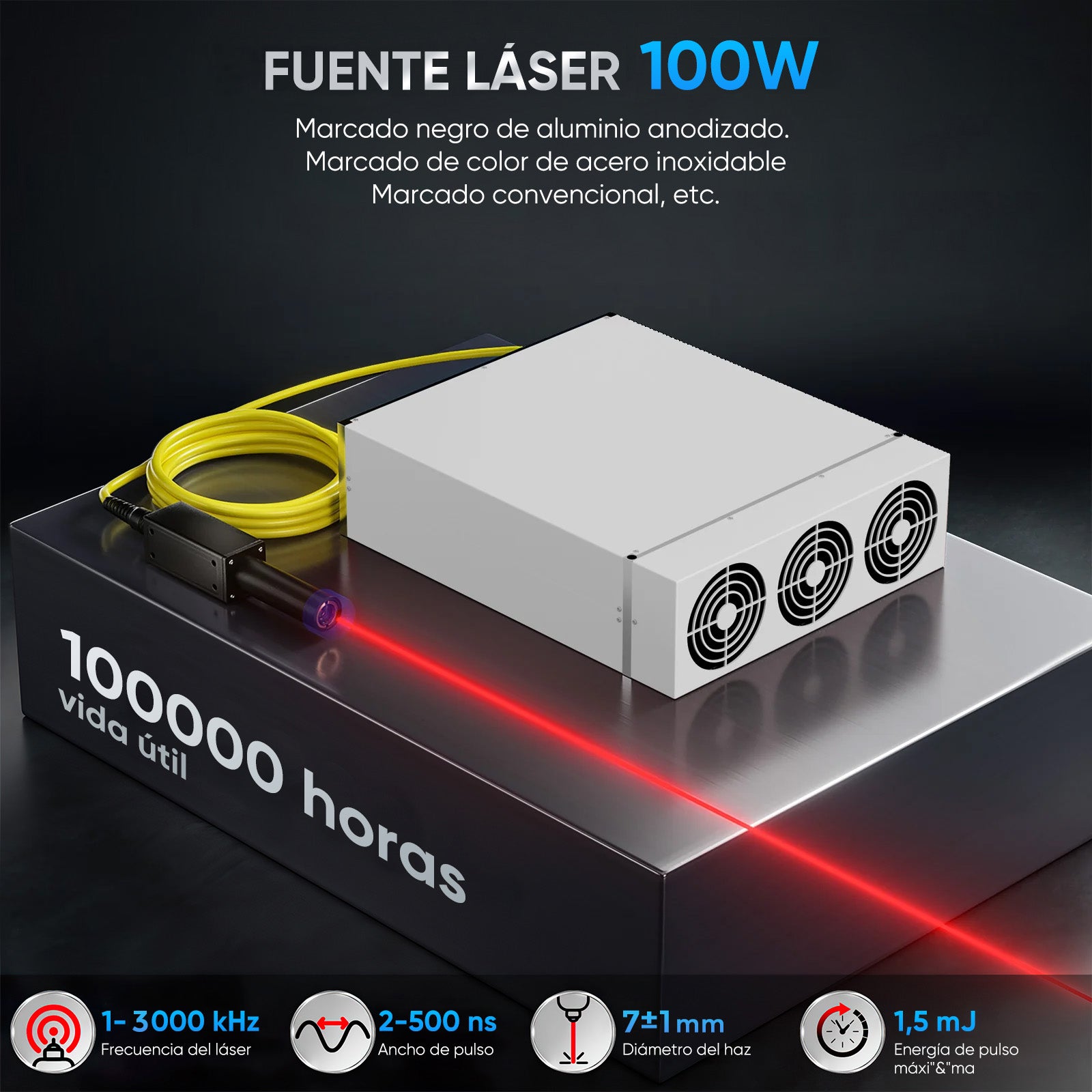 Grabador y marcador láser de fibra MOPA integrado de 100W mejorado Monport GA con enfoque automático