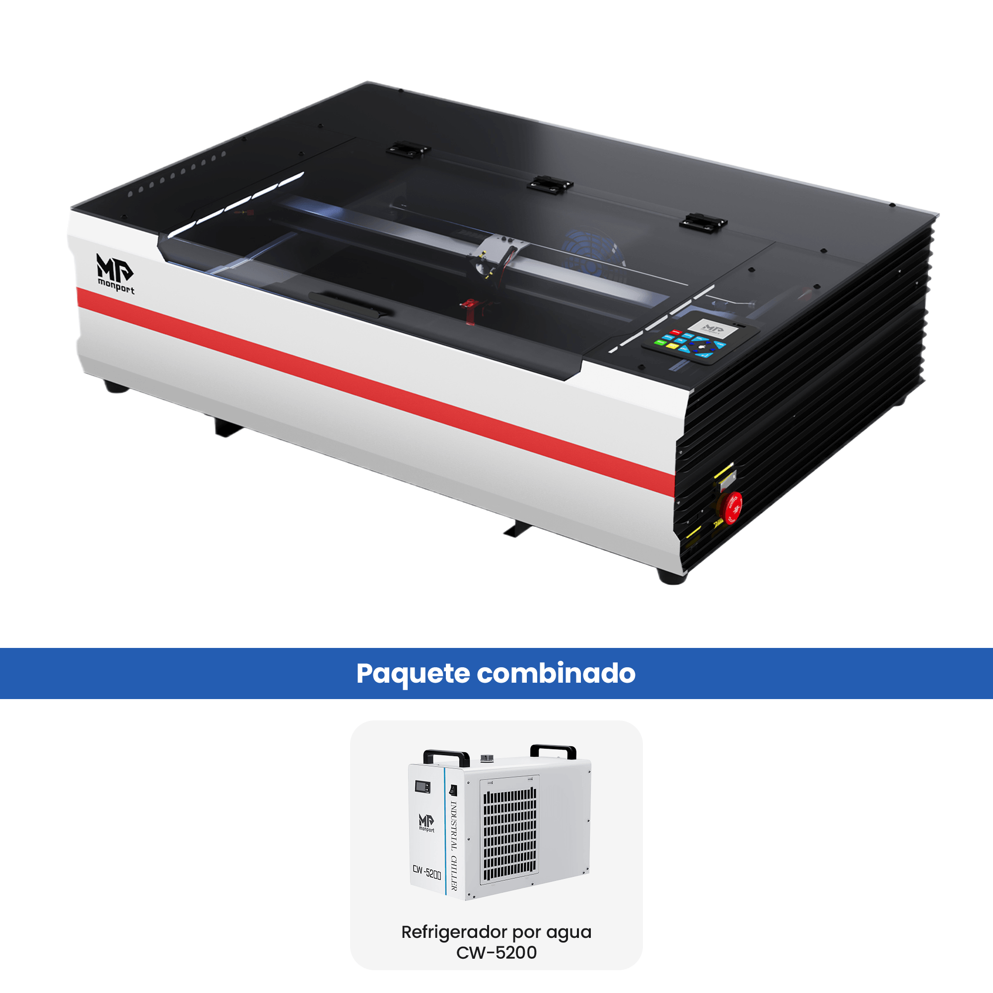 Monport Reno65 Pro Grabadora y Cortadora Láser de CO2 de Sobremesa de 65W (24