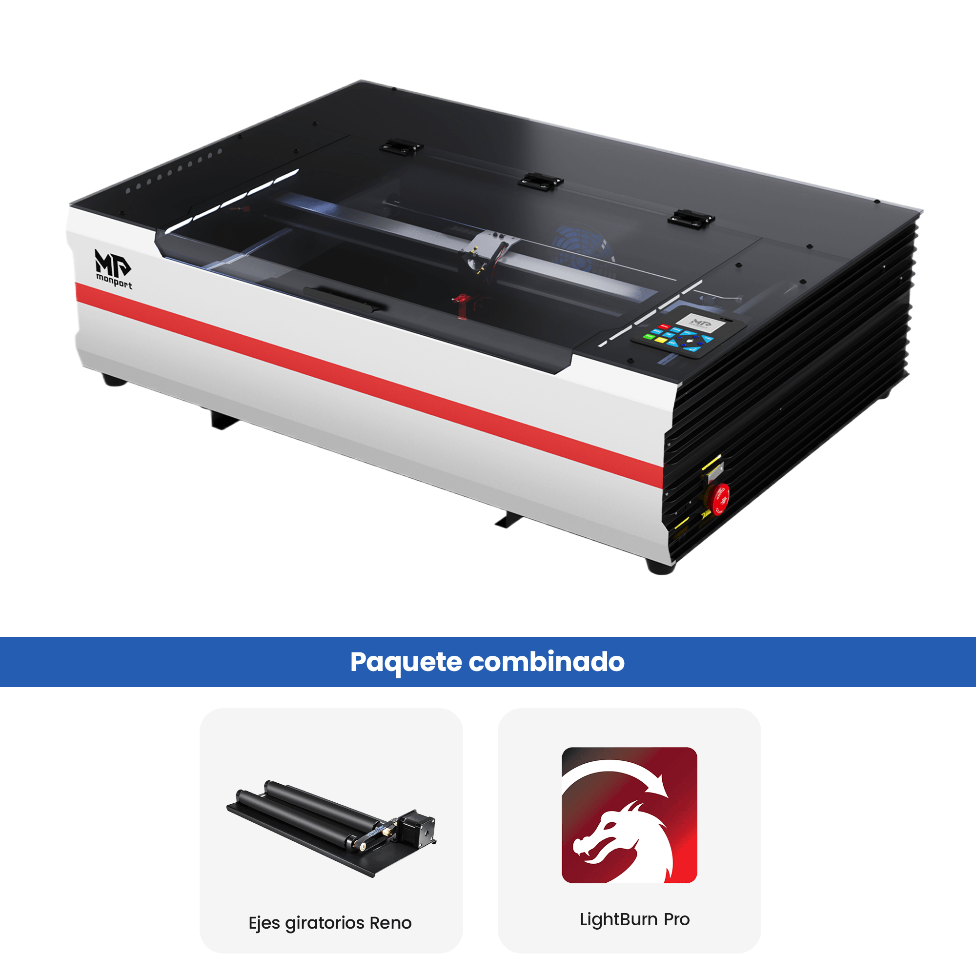 Monport Reno65 Pro Grabadora y Cortadora Láser de CO2 de Sobremesa de 65W (24