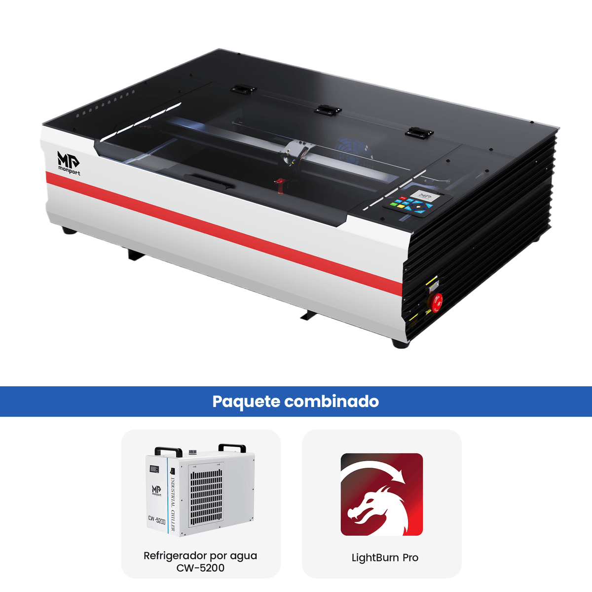 Monport Reno65 Pro Grabadora y Cortadora Láser de CO2 de Sobremesa de 65W (24