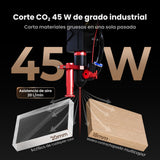 Monport Reno45 Pro Vision 45W Grabadora y Cortadora Láser CO₂ de Escritorio (16" x 12") con Cámara HD de 8MP, Autofocus Magnético y Sistema de Refrigeración por Agua Integrado
