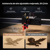Monport Reno65 Pro Vision 65W – Grabadora y Cortadora Láser CO₂ de Sobremesa (24'' x 16'') con Cámara HD de 8MP, Autofocus Magnético y Sistema de Refrigeración por Agua Integrado