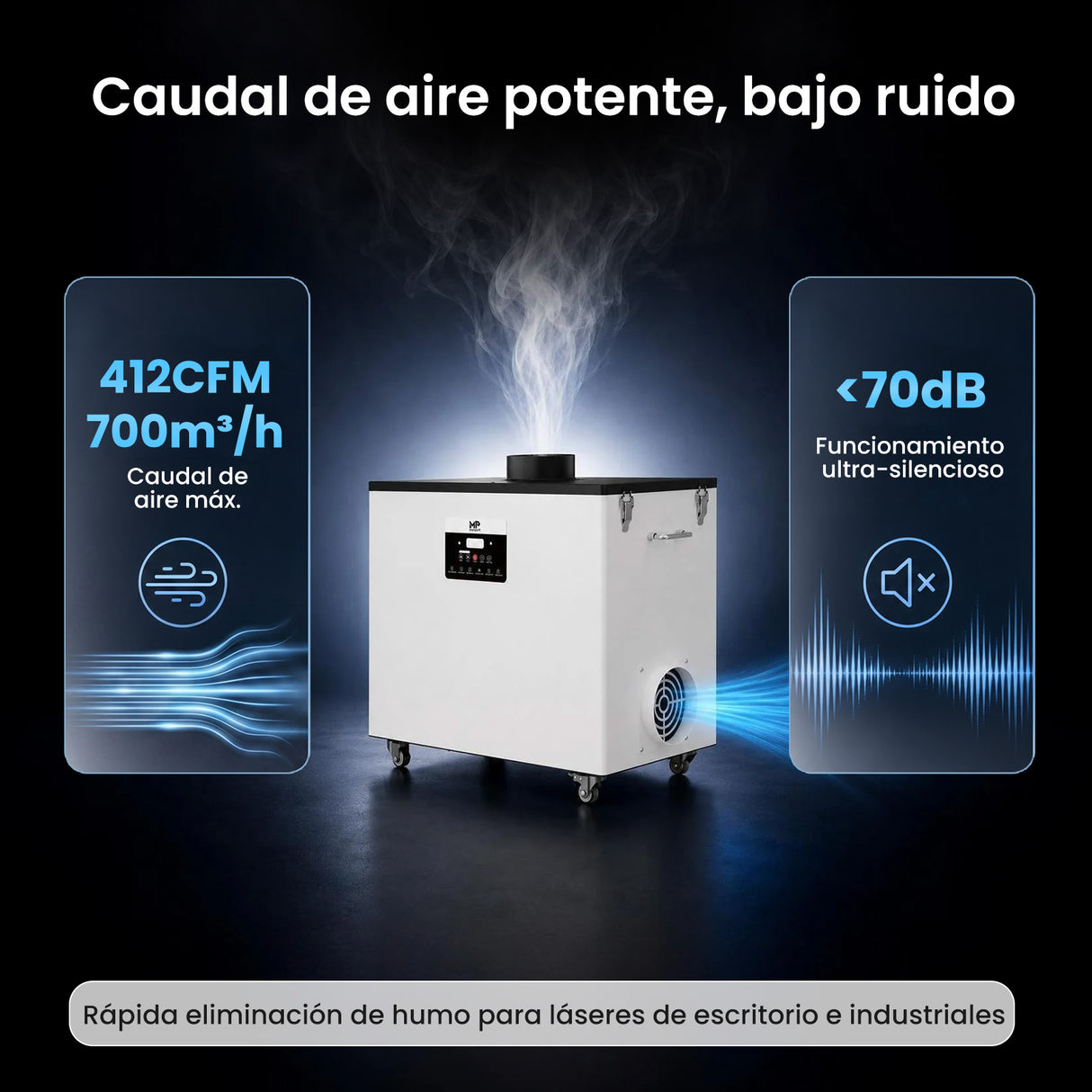 Monport 800W Sistema de extracción de humo láser con sistema de filtración de 6 etapas – Para máquinas de grabado y corte láser CO₂ de 130W y 150W