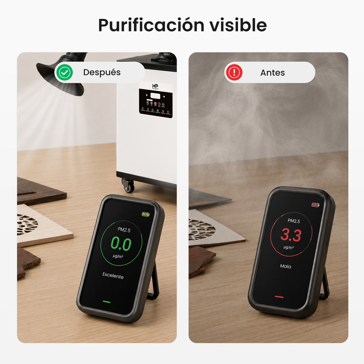 Monport 400W Sistema de extracción de humo láser con sistema de filtración de 8 etapas – Para máquinas de grabado y corte láser CO₂