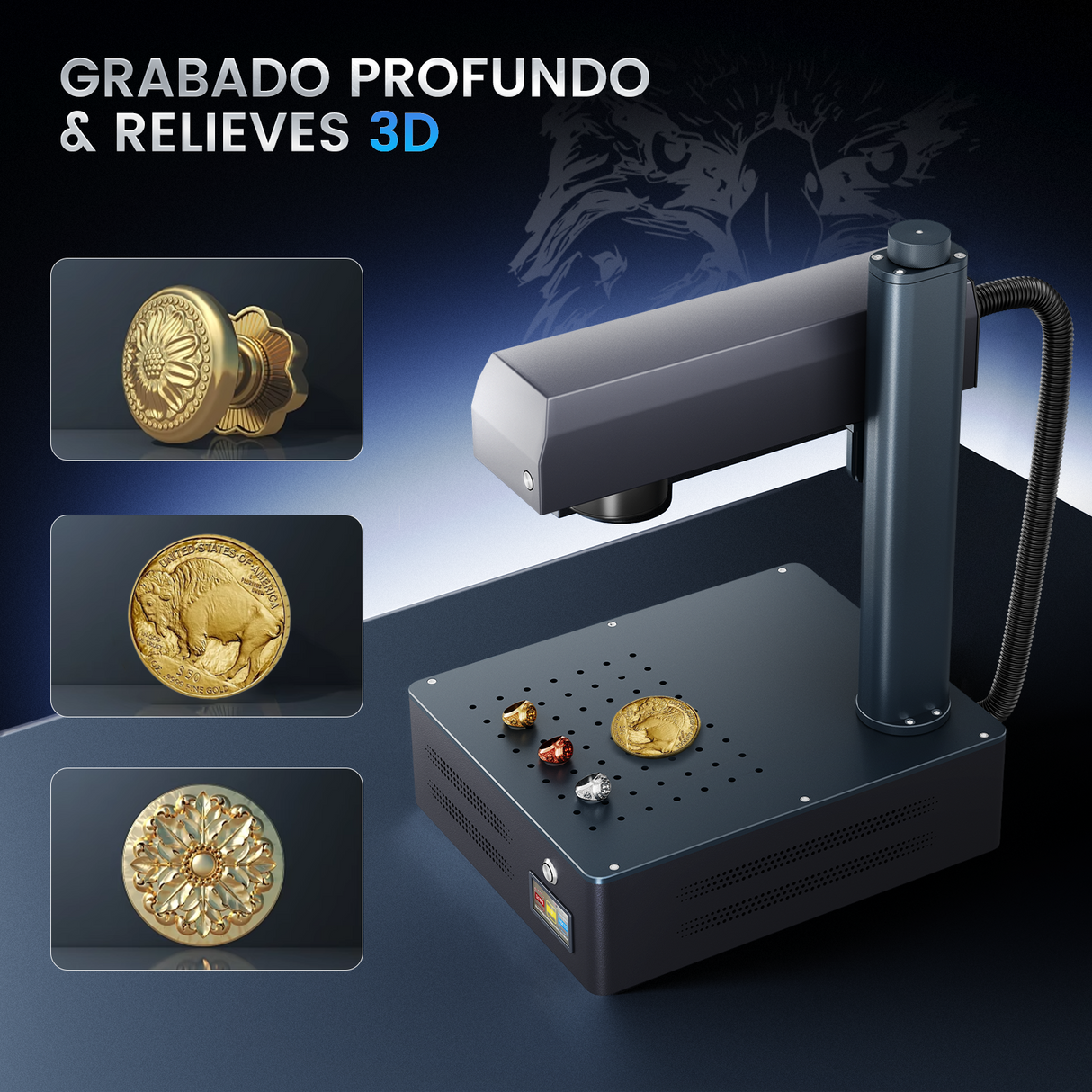 Máquina de grabado y marcado láser de fibra MOPA integrada Monport GM 60W Pro con enfoque automático