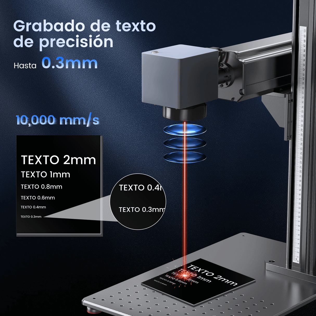 Monport GT 50W Láser de fibra separado: máquina de grabado y marcaje con enfoque automático (200 mm × 200 mm) — dispositivo alemán