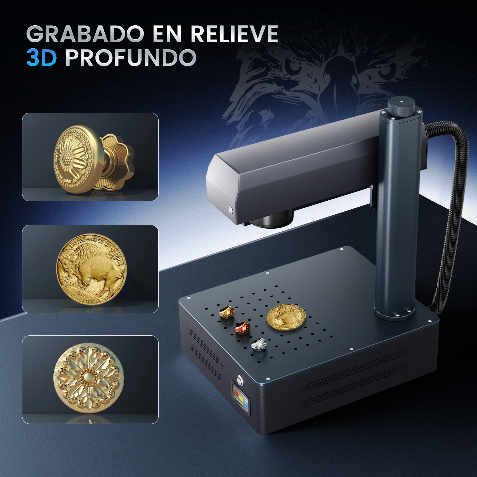 Máquina de marcado y grabado láser de fibra integrado Monport GM 30W Pro con enfoque automático