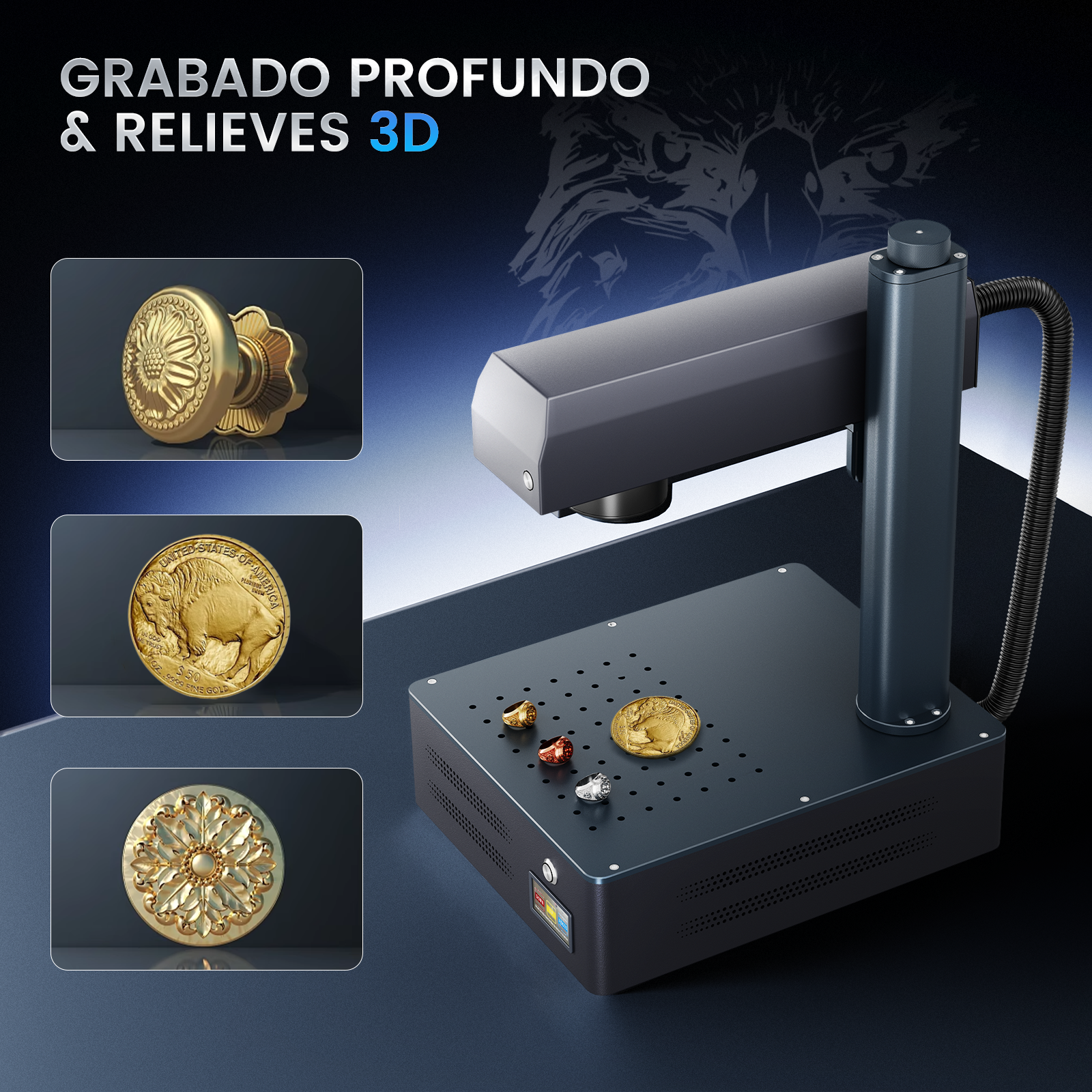 Máquina de grabado y marcado láser de fibra MOPA integrada Monport GM 30W Pro con enfoque automático