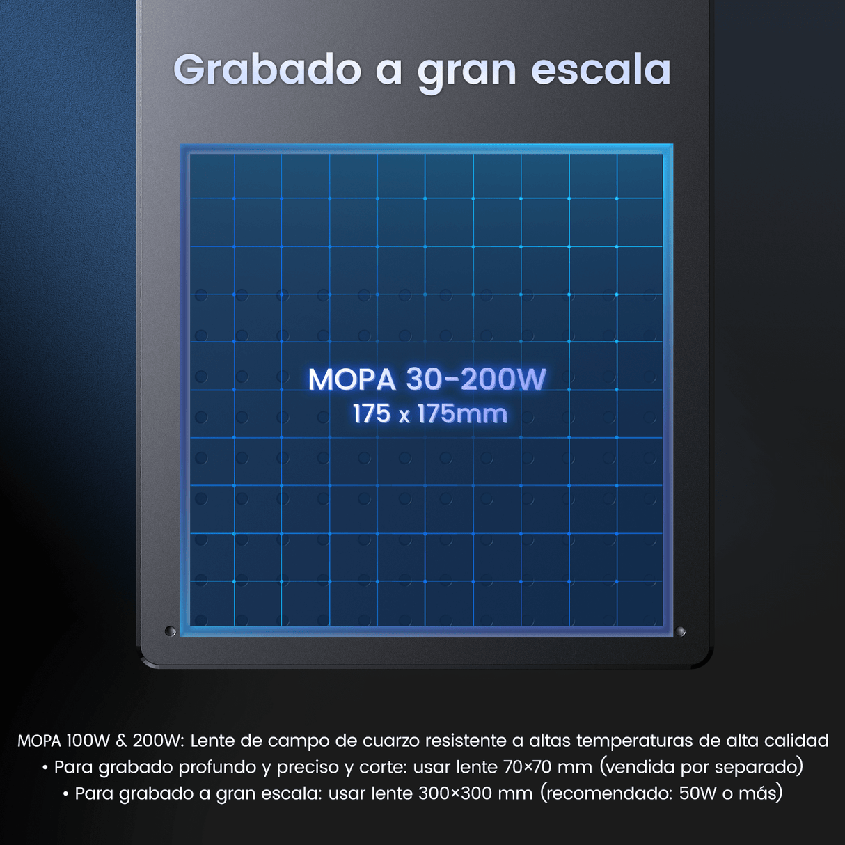 Monport GT 50W Láser de fibra separado: máquina de grabado y marcaje con enfoque automático (200 mm × 200 mm) — dispositivo alemán