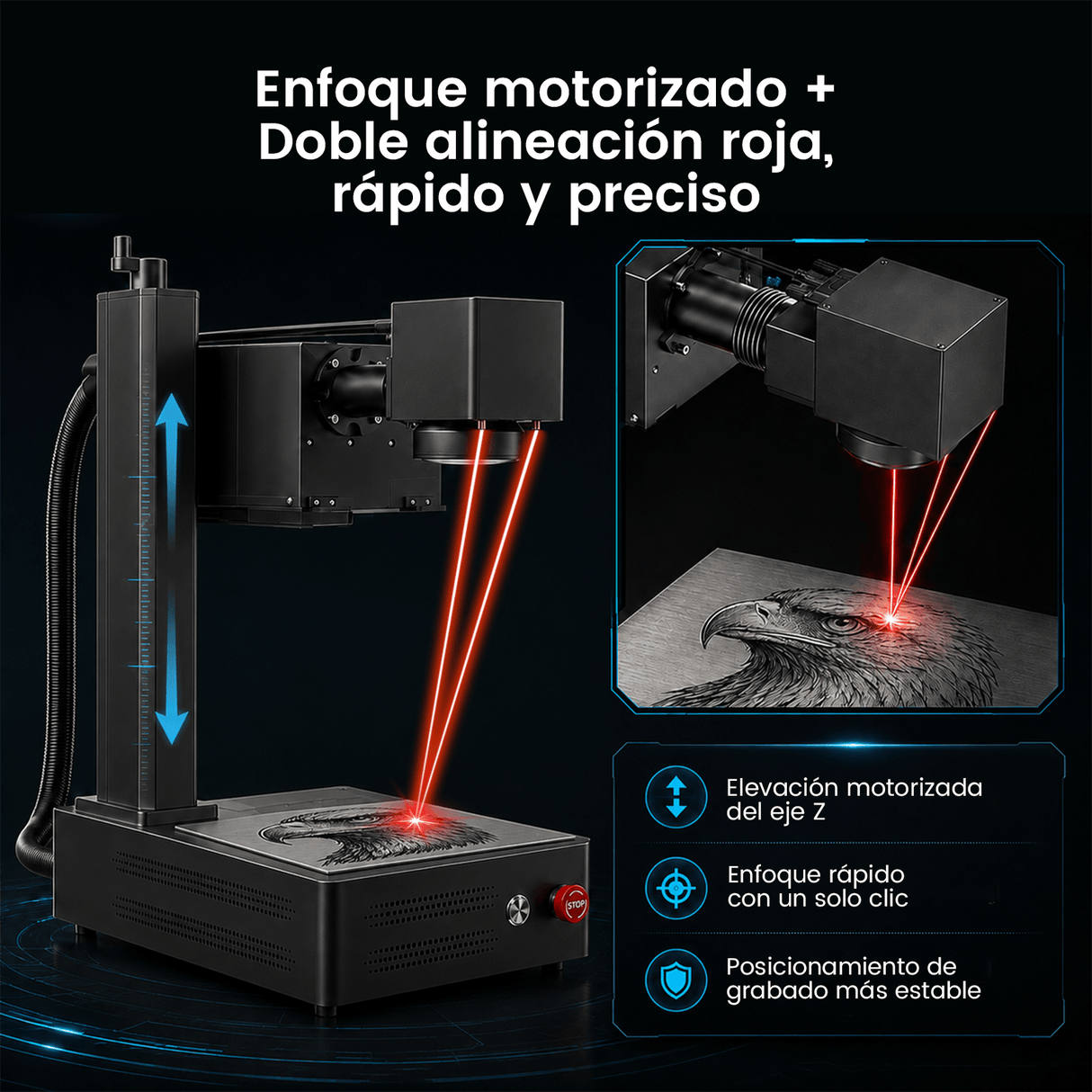 Monport GM 10W PRO Grabador Láser UV (Grabado Interior) – Marcado Láser UV Profesional con Tecnología de Láser Frío de 355 nm