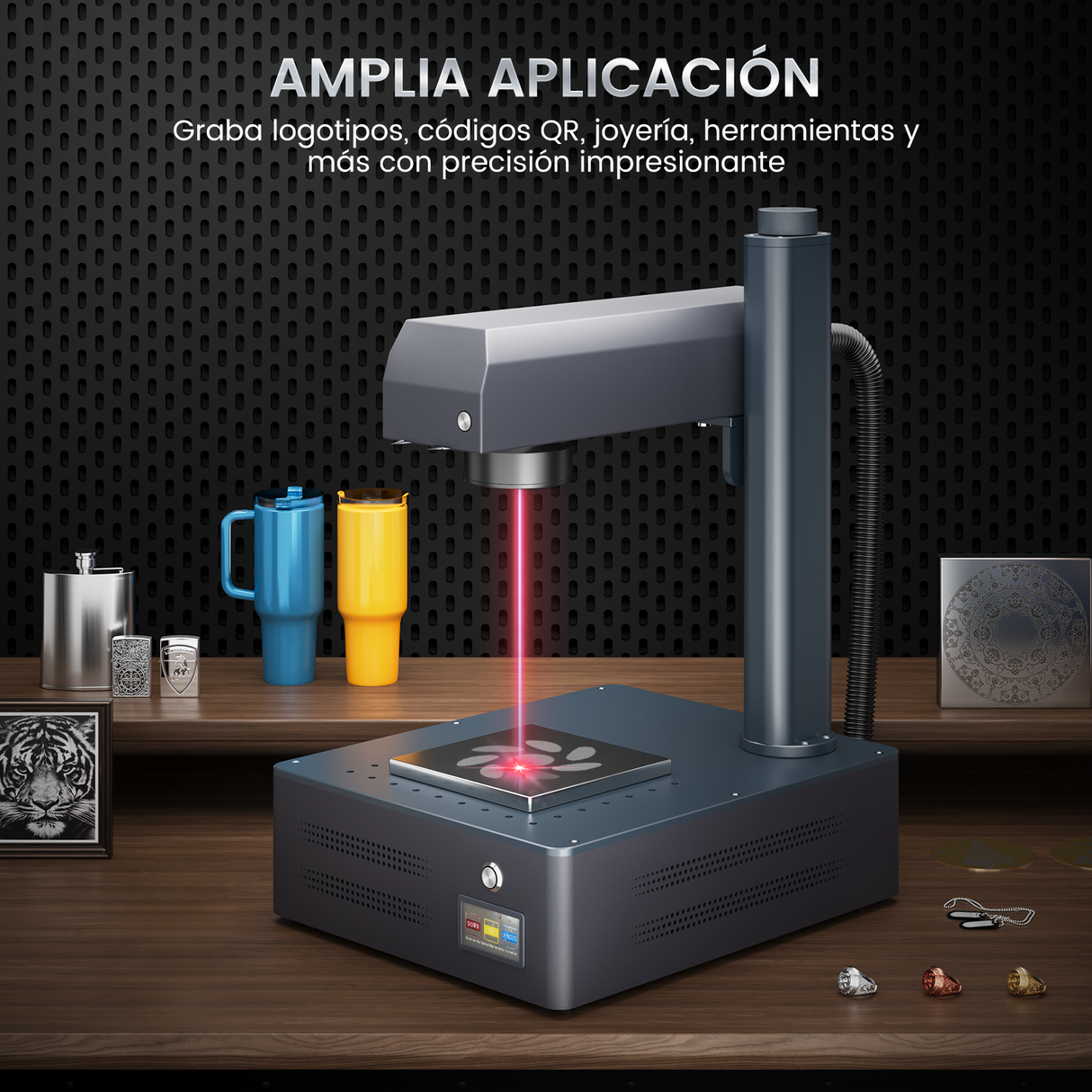 Máquina de marcado y grabado láser de fibra integrado Monport GM 30W Pro con enfoque automático - Máquina